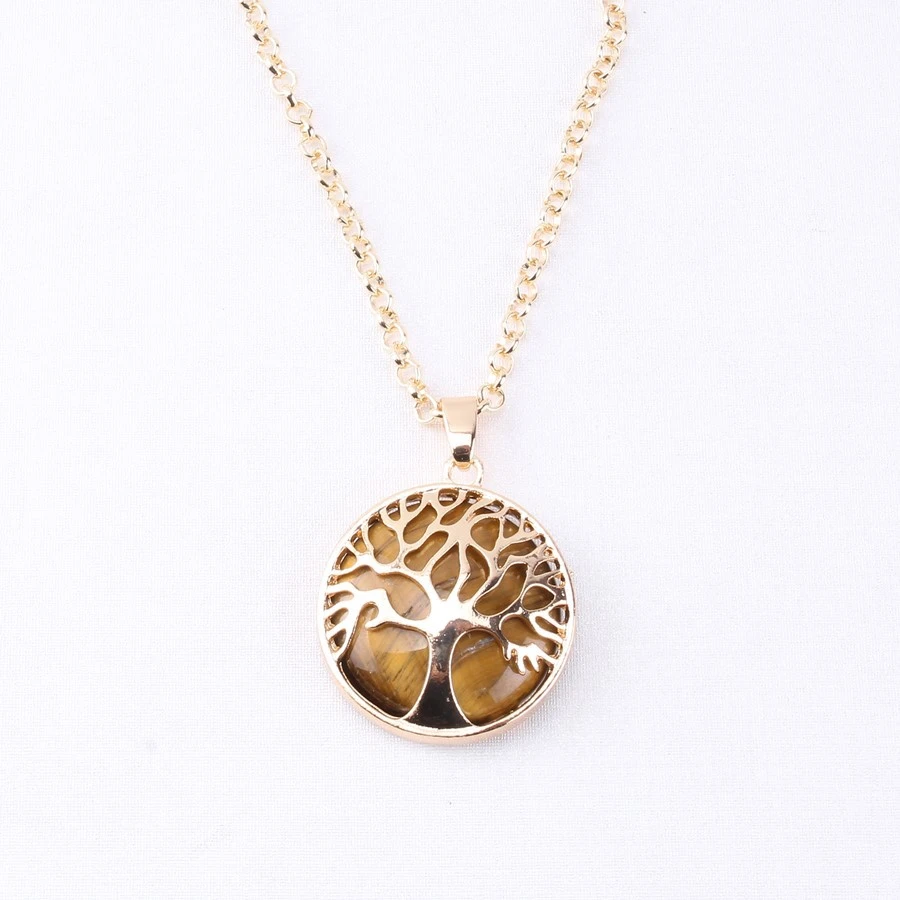 Tree of life with natural stone necklace