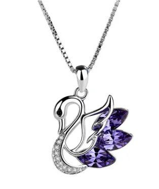 Glitter Swan Pendant necklace clavicle chain