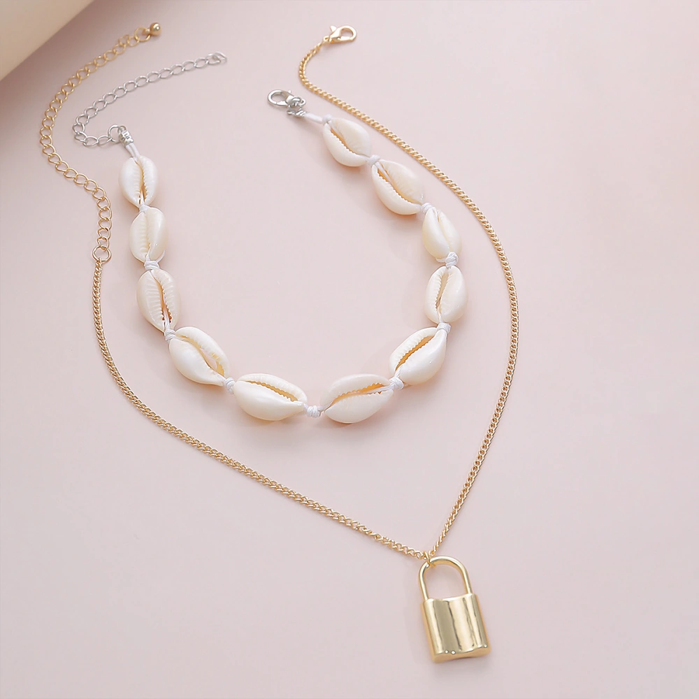 Ethnic style shell lock necklace