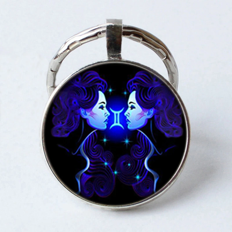 Twelve Constellation 25mm Time Gem Metal Keychain