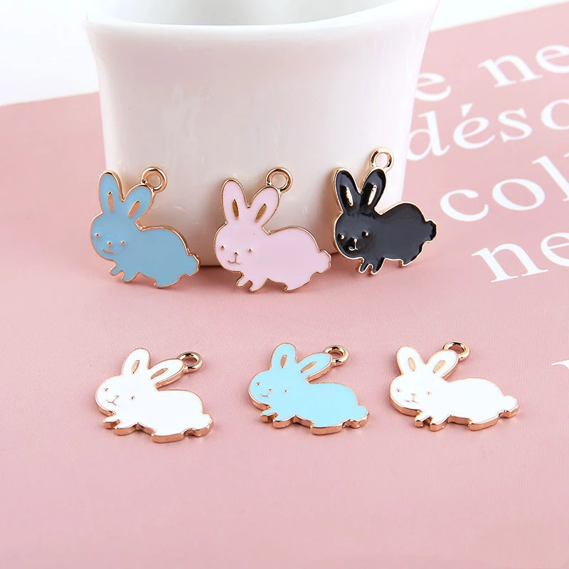 Stay Cute Alloy Dripping Oil Rabbit Pendant Earrings