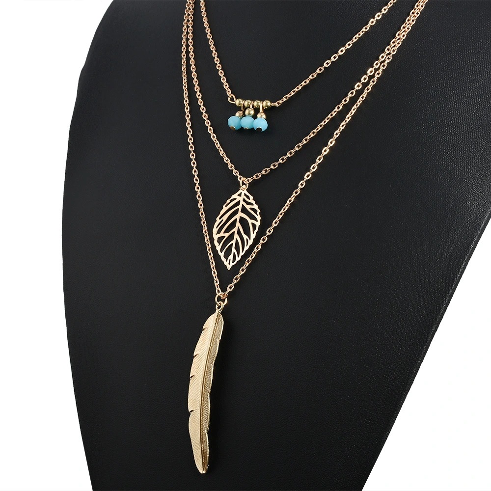 Lady feather multi layer Pendant