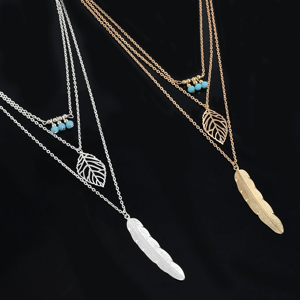Lady feather multi layer Pendant