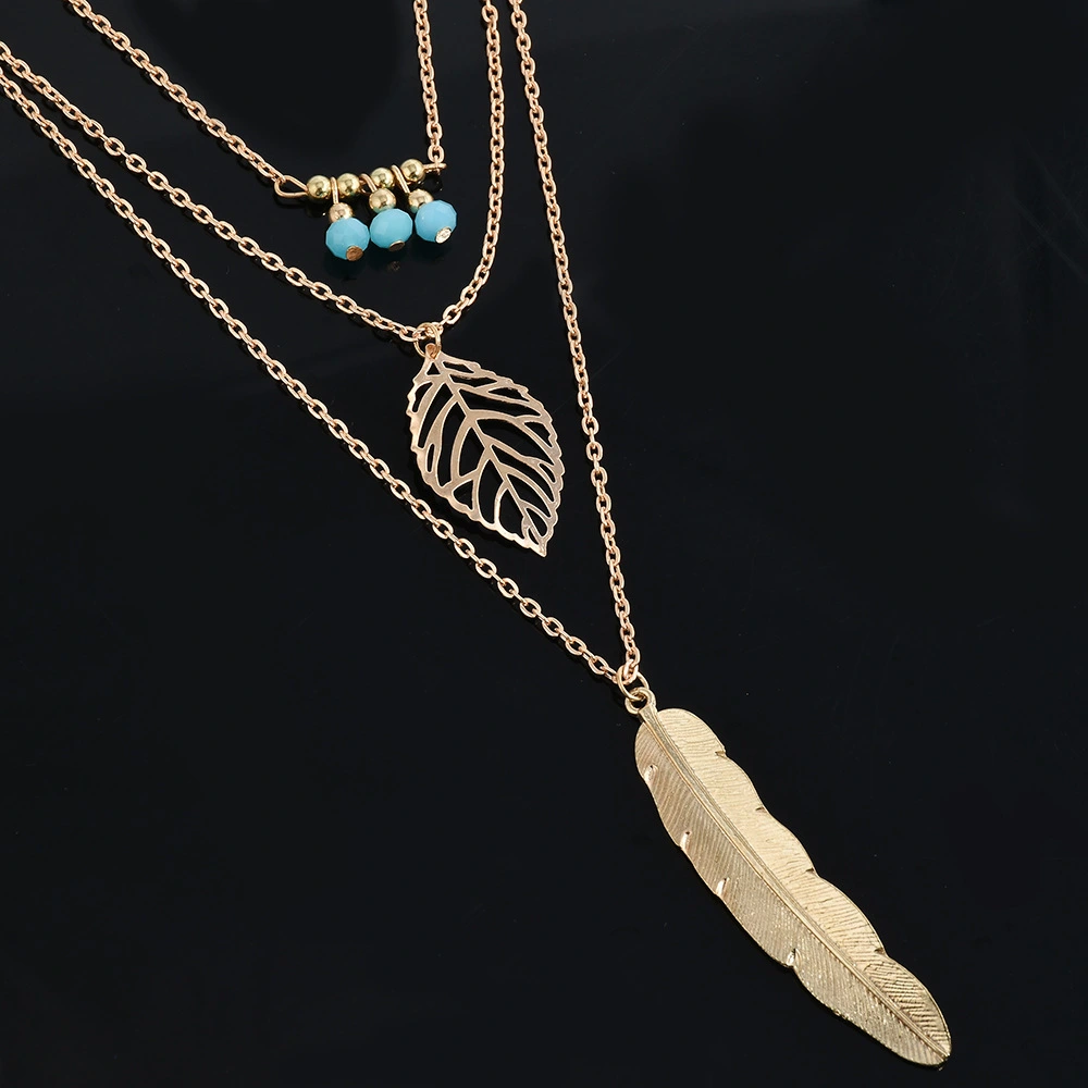 Lady feather multi layer Pendant