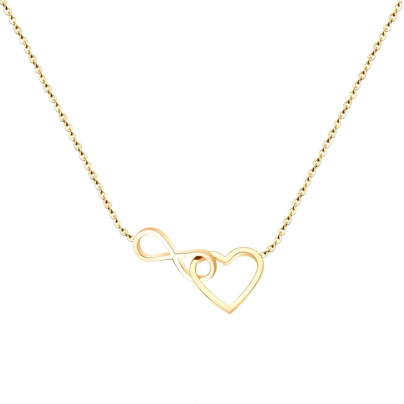 Hollow heart-shaped clavicle chain stainless steel rose gold necklace