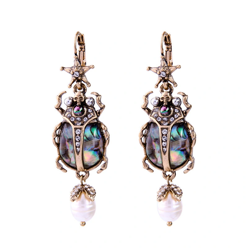 Wild natural pearl earrings retro ladybug earrings