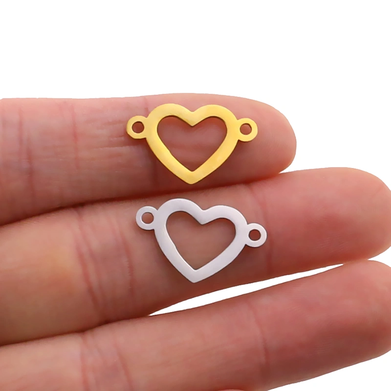 Double Hole Heart Shaped Stainless Steel Hollow Love Pendant