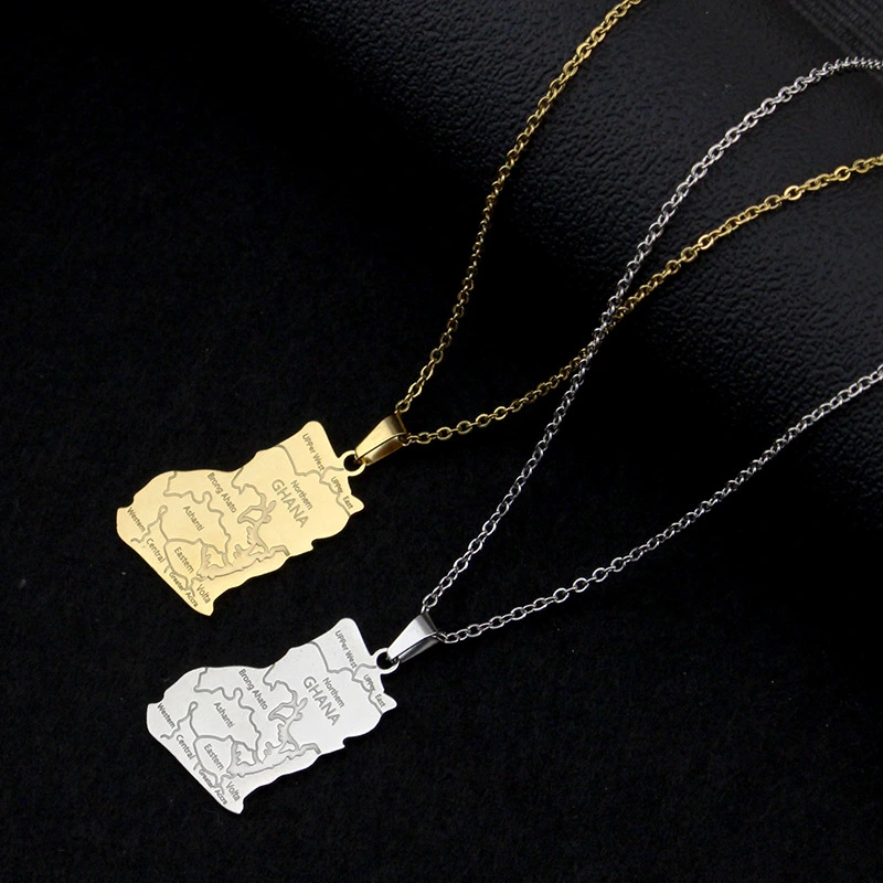 Africa Ghana map pendant necklace choker sweater chain jewelry