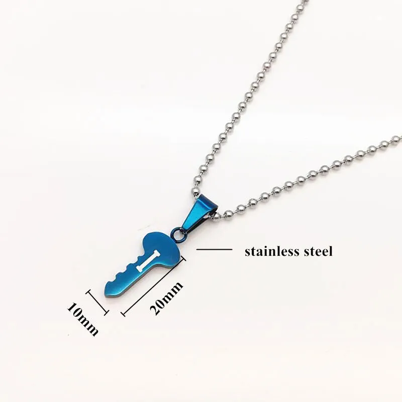 Titanium steel heart lock couple necklace