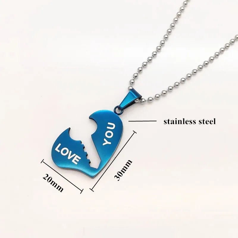 Titanium steel heart lock couple necklace