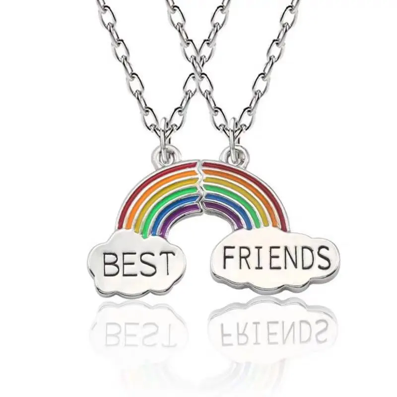 Rainbow cloud stitching pendant necklace