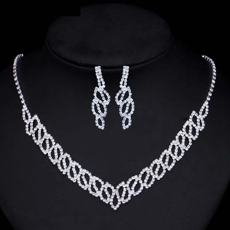 Luxury shiny rhinestone necklace set