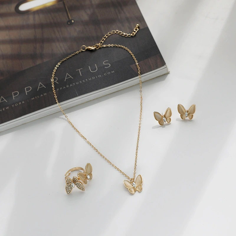 Fashion Temperament Super Fairy Butterfly Necklace Earrings Ring