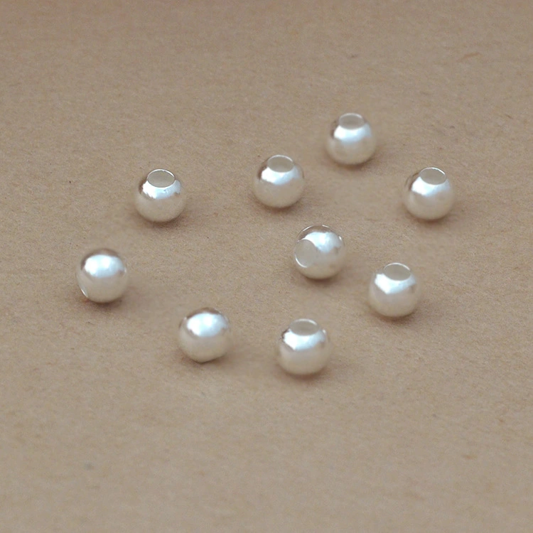 Silver Round Bead Accessories Large Hole Smooth Round Bead