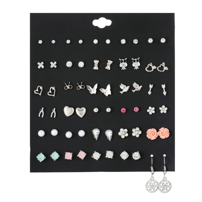 Heart-shaped Combination Bow Stud Earrings Set