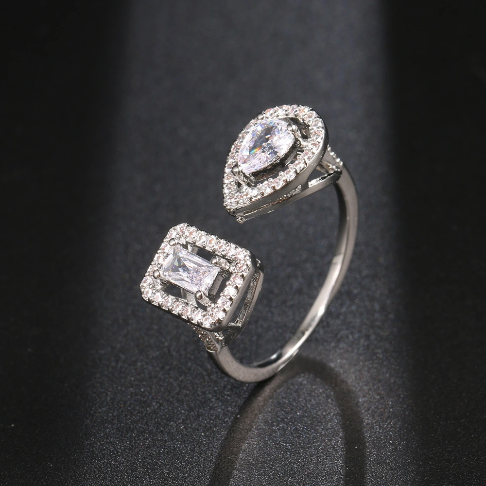 Asymmetric Zircon Ring Temperament Fashion Simple And Adjustable