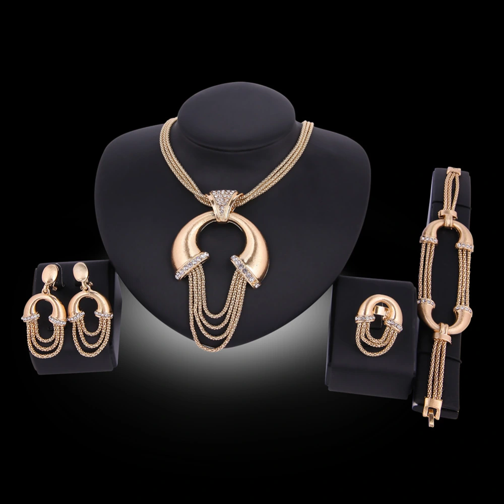 Explosive Exaggerated Golden Bridal Jewelry Set