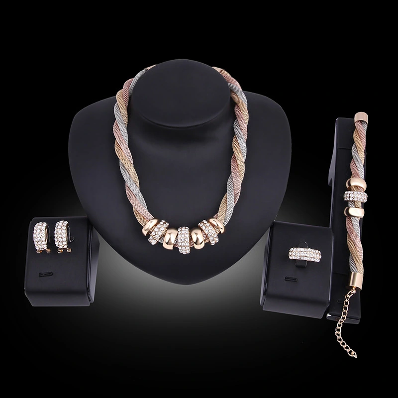 Fashion Gold-plated Four-piece Set With Diamonds