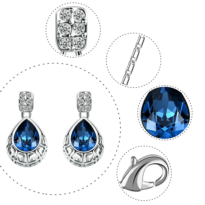 Simple And Fashionable Alloy Zircon Blue Gemstone Earrings