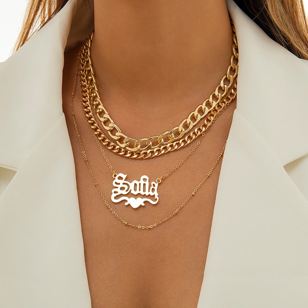 Simple Exaggerated Multi-layer Hollow Chain Collar