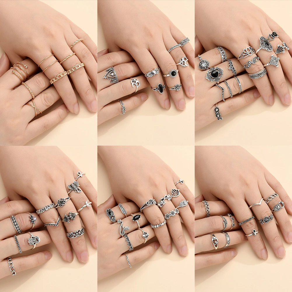 Alloy Joint Ring Cross Simple Ring 15-piece