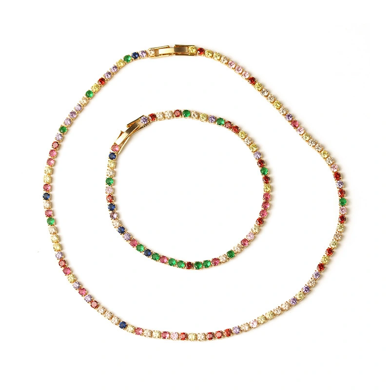 Women's colorful zircon necklace bracelet