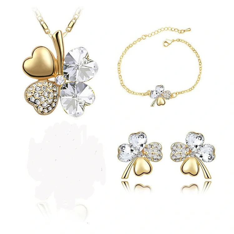 Creative four-leaf clover crystal jewelry set