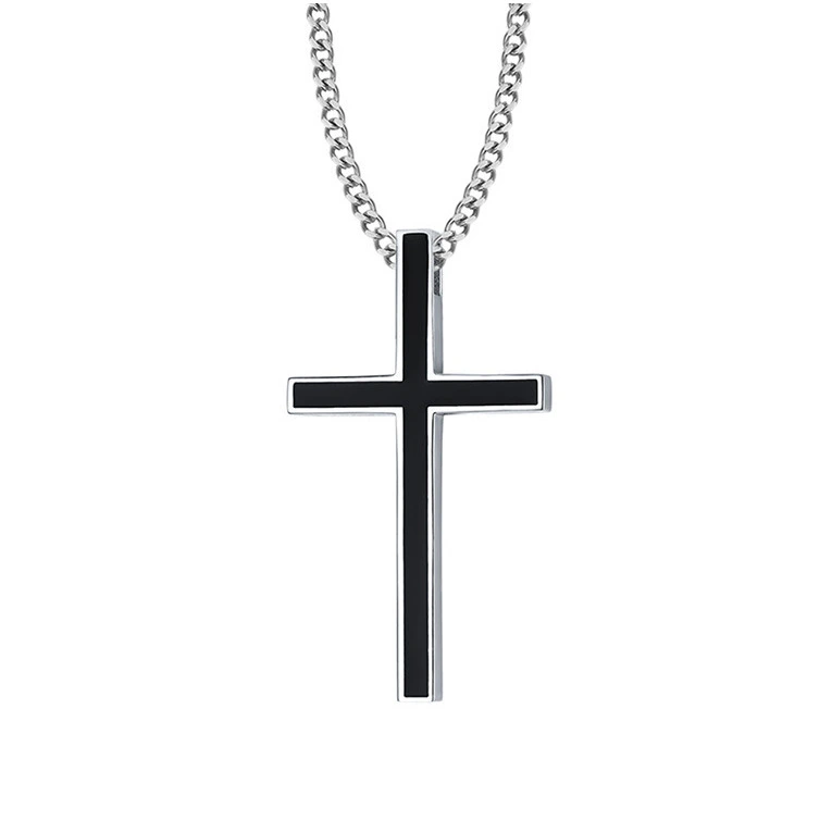 Men's stainless steel cross necklace earrings