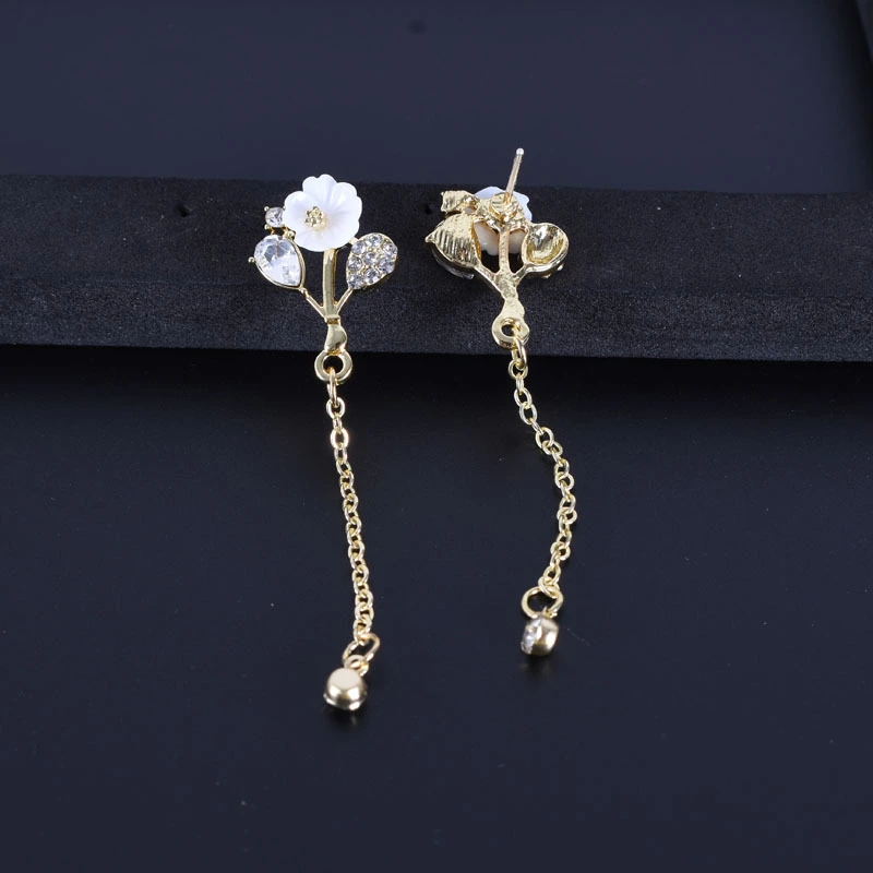 Silver Needle Shell Flower Earring Tassel Eardrop Korean Temperament Pearl Earring Female