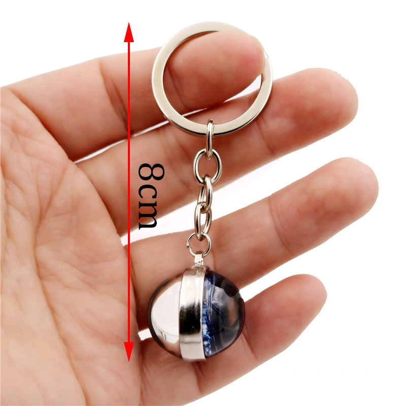 Luminous key ring pendant double-sided glass ball key chain