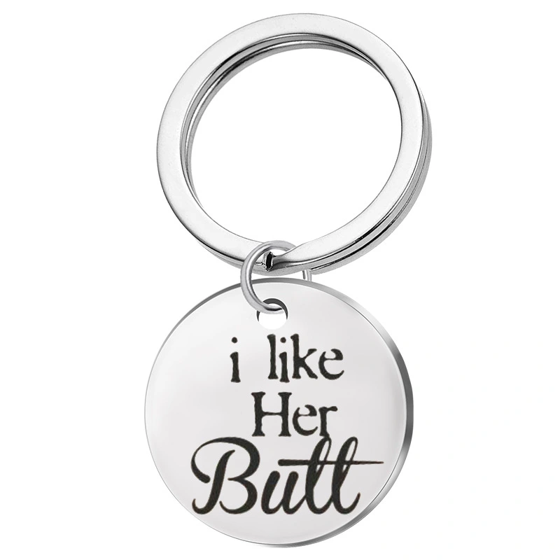 Stainless steel letter couple keychain