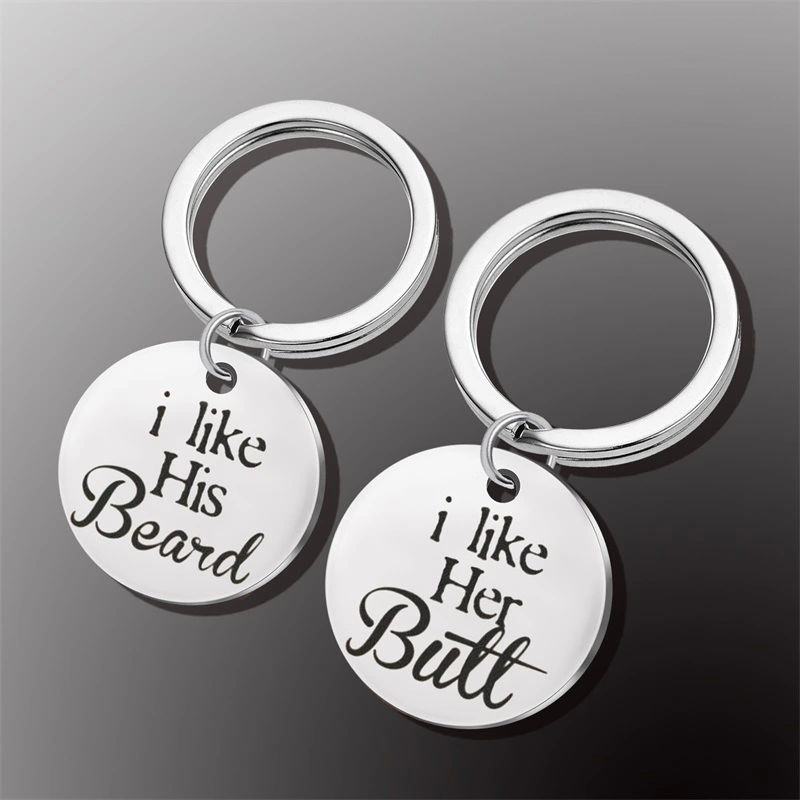 Stainless steel letter couple keychain