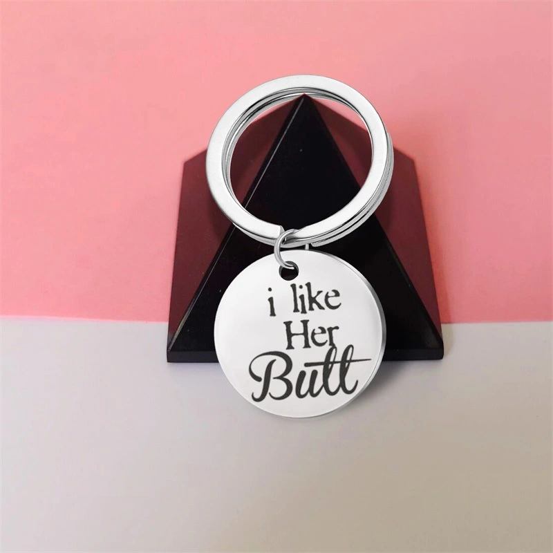 Stainless steel letter couple keychain