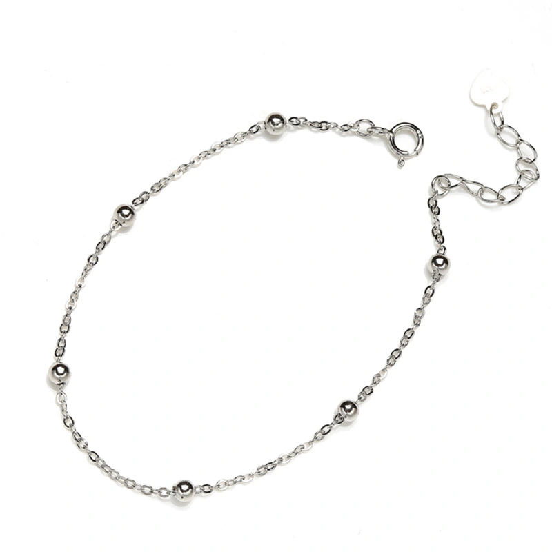 S925 sterling silver female small round bead bracelet