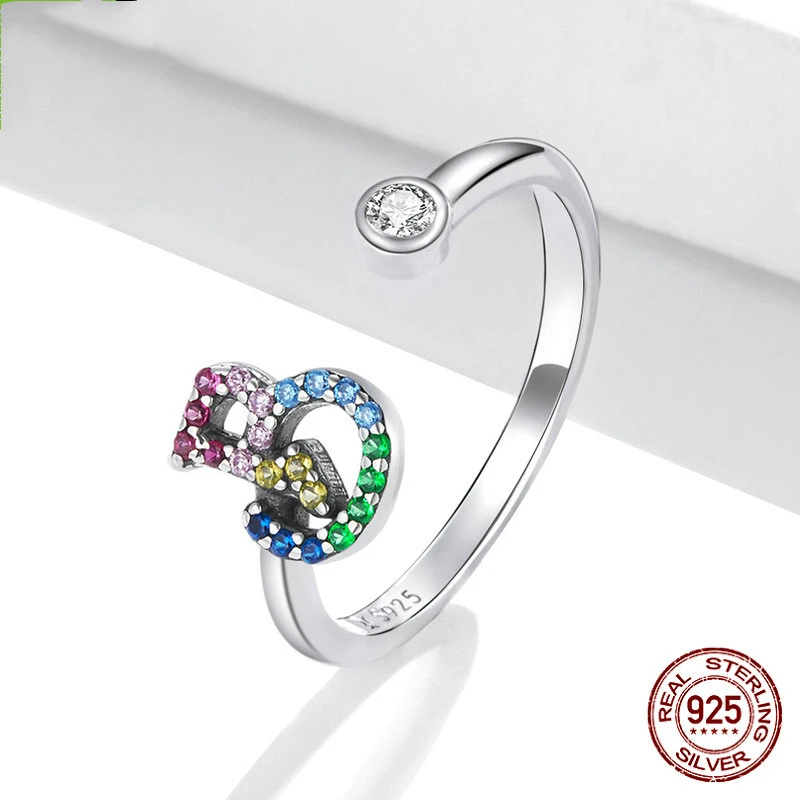 Colorful Zircon 26 Letters Ring Fashion Everyday All-Match Ring Jewelry