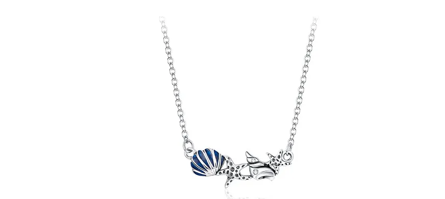 New summer seafood silver necklace women