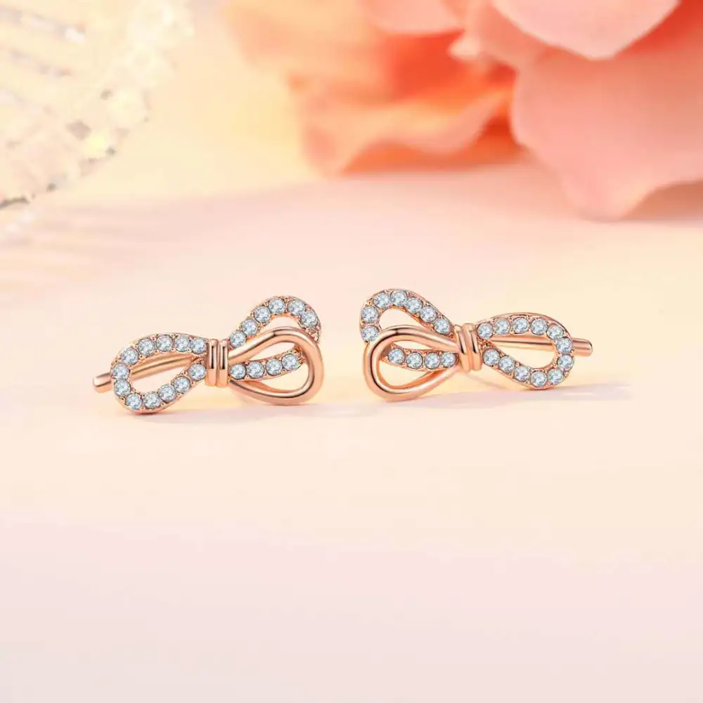 S925 Sterling Silver Earrings New Bow Earrings Sweet Personality Earrings