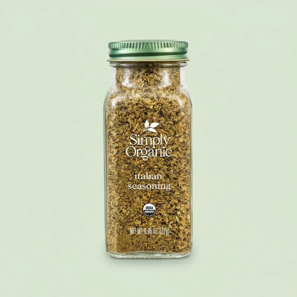 Simply Organic Italian Seasoning, 0.95 Ounce, Organic Herbs, Oregano, Majoram, Thyme, Rosemary, Basil, Sage, Kosher, NonGMO