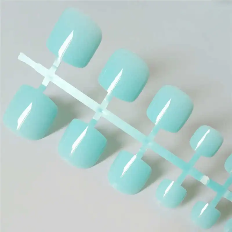 Bright Green Acrylic Fake Toe Nails Square Press On Nails