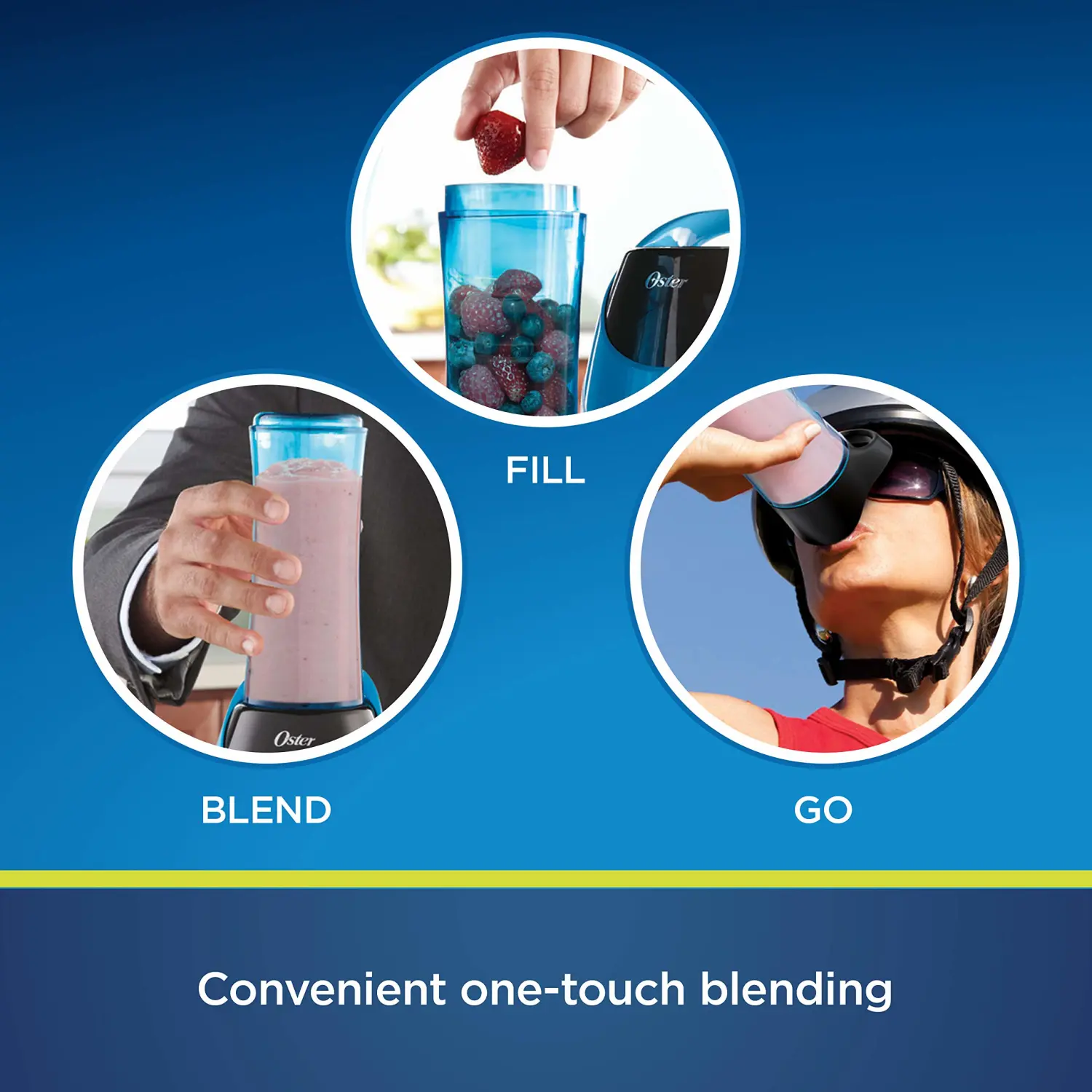 Oster BLSTPB-WBL My Blend 250-Watt Blender with Travel Sport Bottle, Light Powder Blue