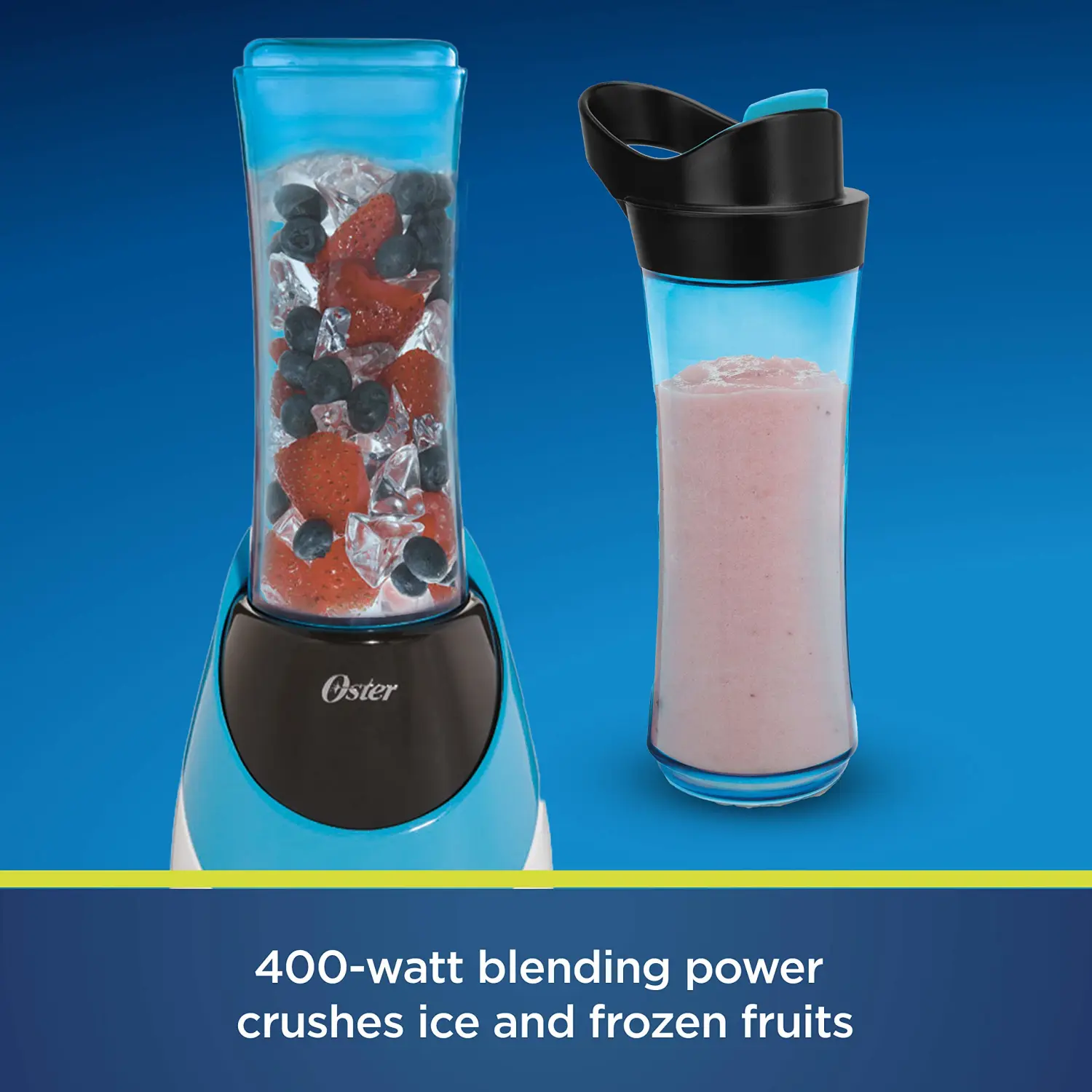 Oster BLSTPB-WBL My Blend 250-Watt Blender with Travel Sport Bottle, Light Powder Blue