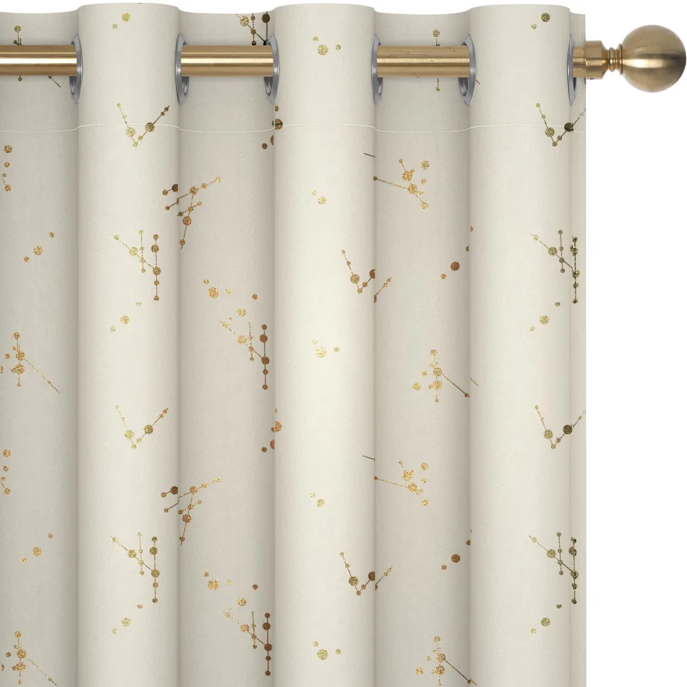 Deconovo Blackout Curtains - Thermal Insulated, Noise-Reducing Window Drapes for Bedroom, Living Room - 2 Panels, Beige, 52W x 54L