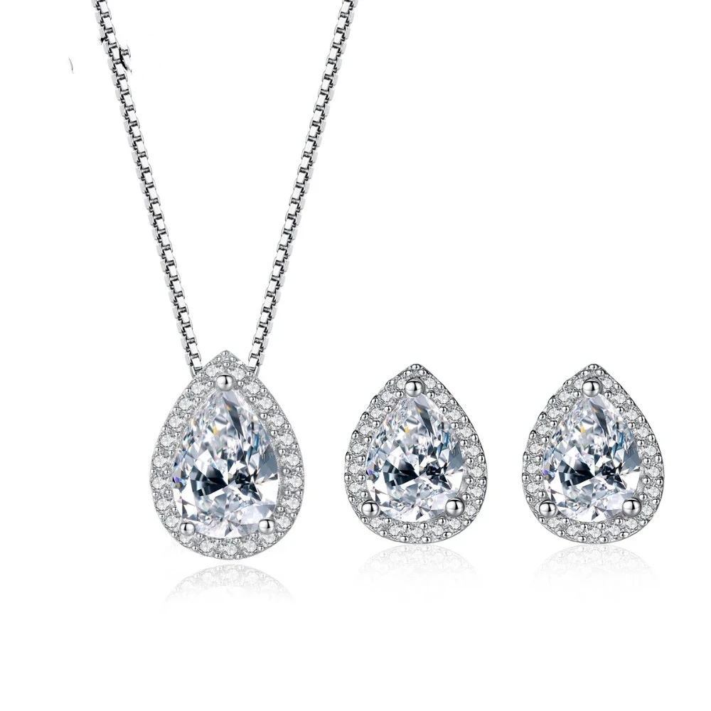 Temperament Drop Pear Earring Necklace Set