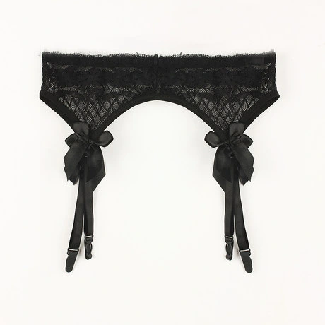 Sexy Perspective Garter Belt Bow Temptation Lace