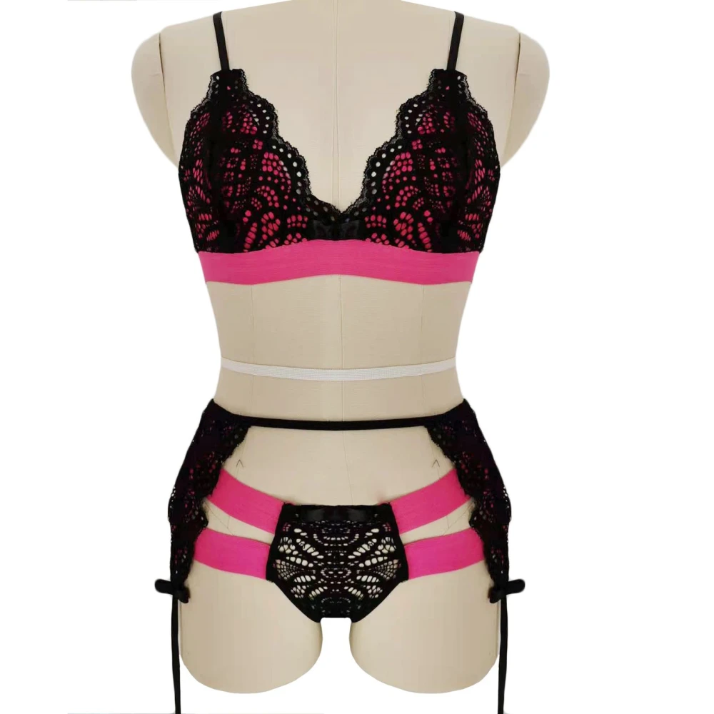 Sexy Underwear European And American Sexy Underwear Eyelash Lace Three-Point Fun Suit