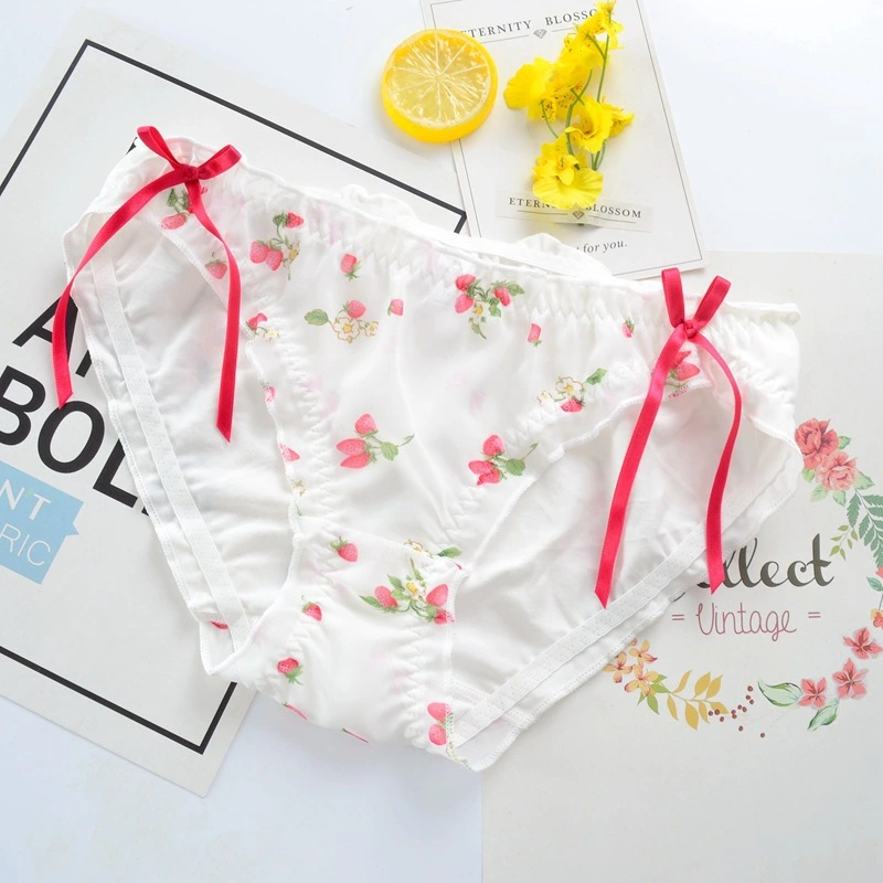 Japanese Cotton Women's Panties And Bow Briefs Sweet Dalian Student Girls Panties