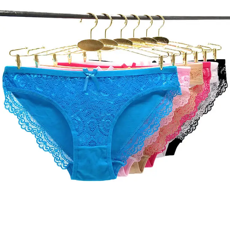 Women's solid color cotton lace panties