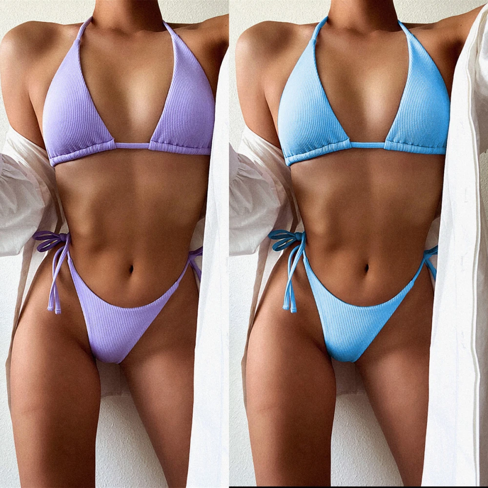 Bikini New Solid Color Bikini ladies Split Swimsuit