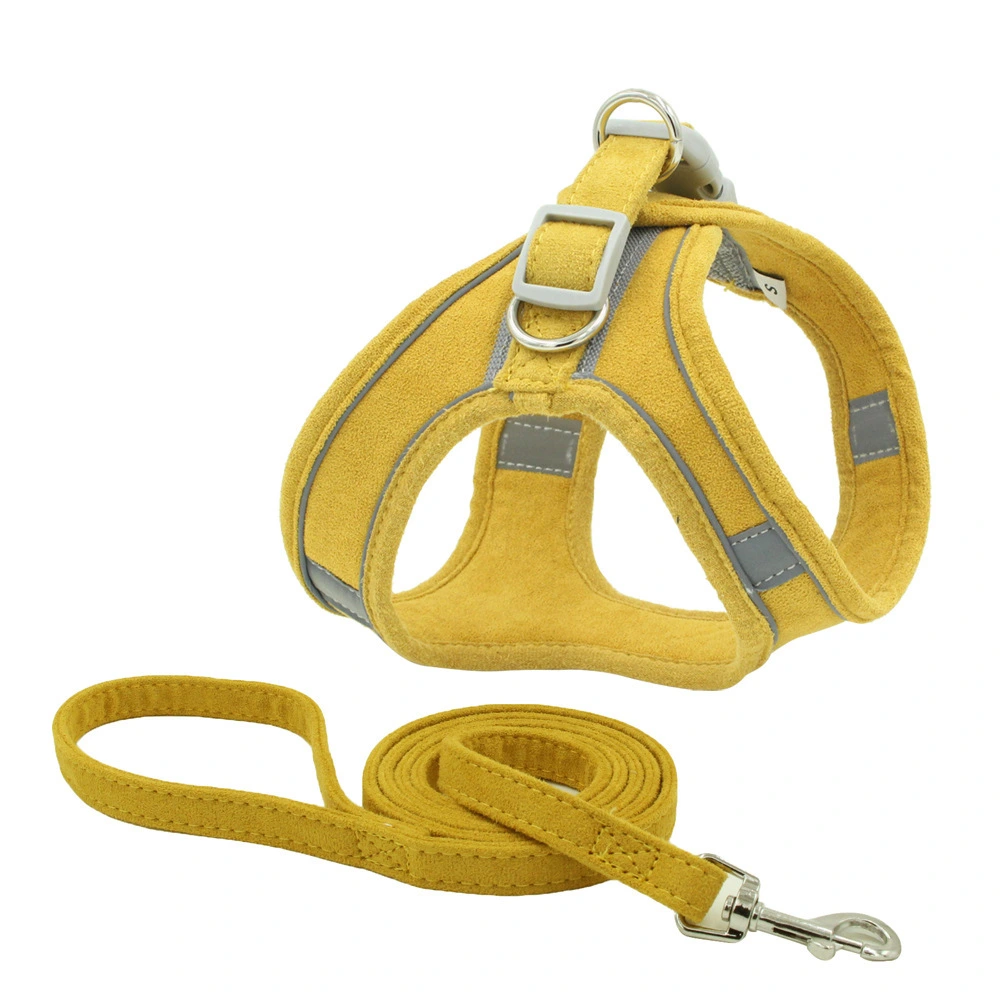 Suede Pet Chest Harness Reflective And Breathable Anti-Strike Cat Rope Small Dog Vest Type Traction Rope