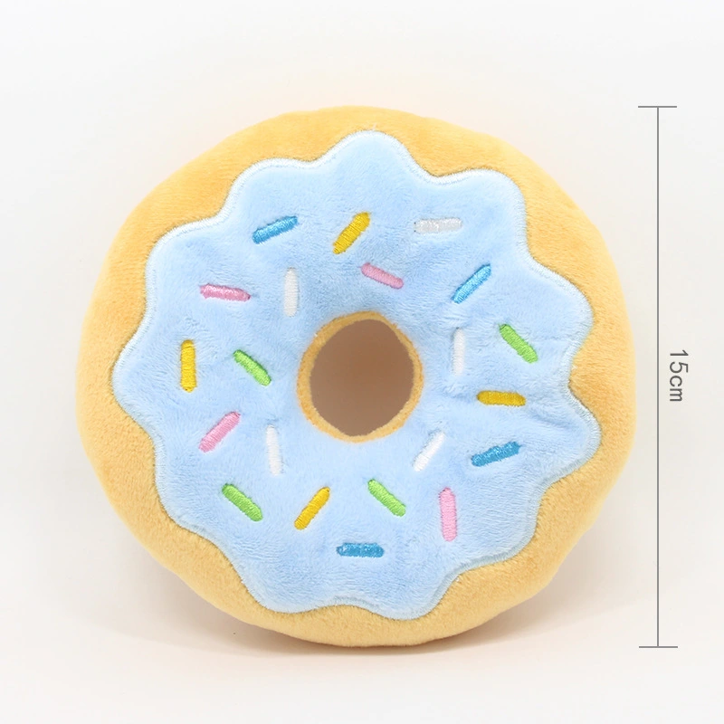 New Donut Pet Plush Toy 15Cm Bagel Christmas Series Dog Sounding Toy